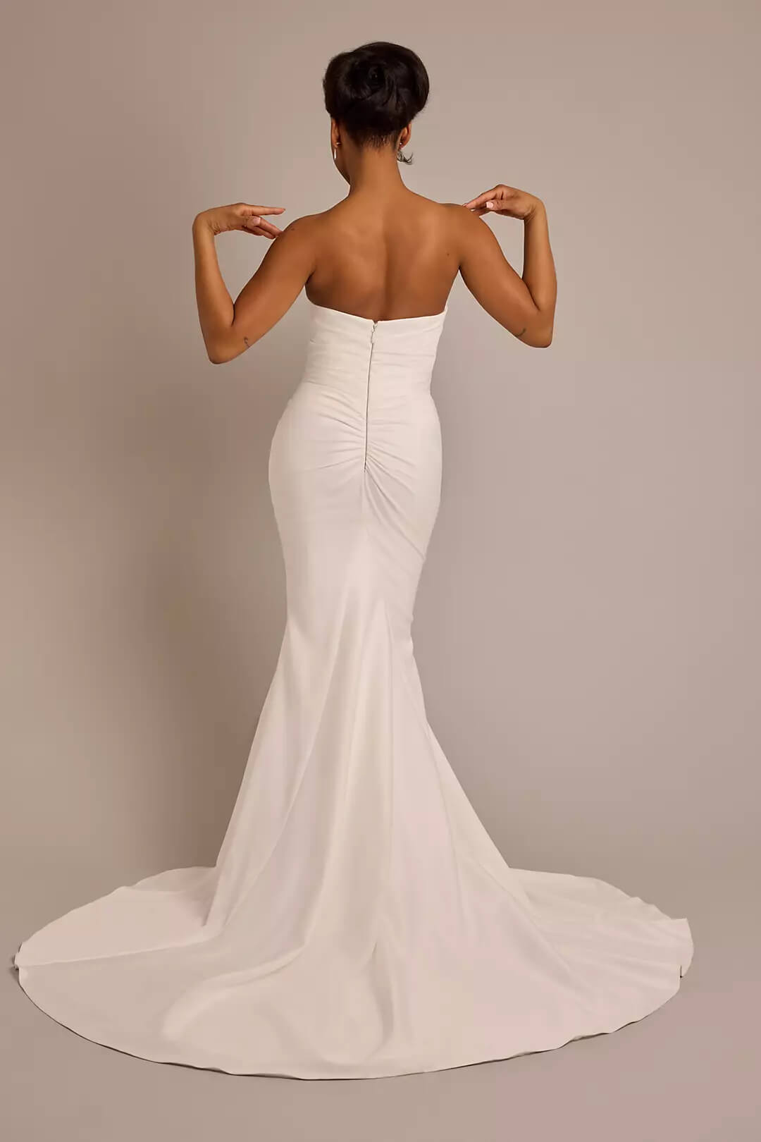 Vestido de novia corte sirena con drapeado, BLANCO SUAVE, hi-res