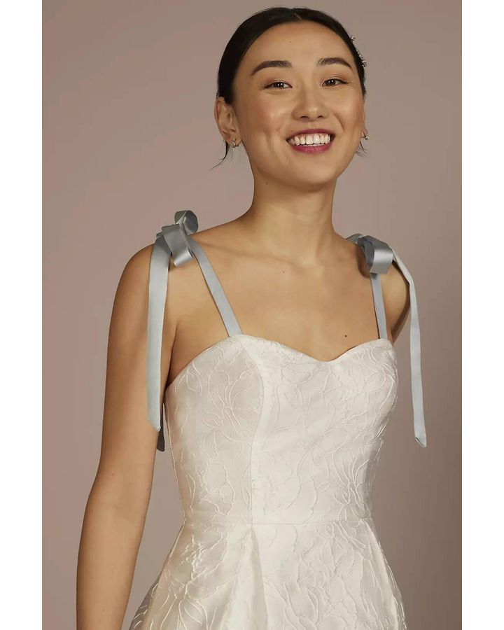 Vestido de novia corto con tirantes, BLANCO SUAVE, hi-res