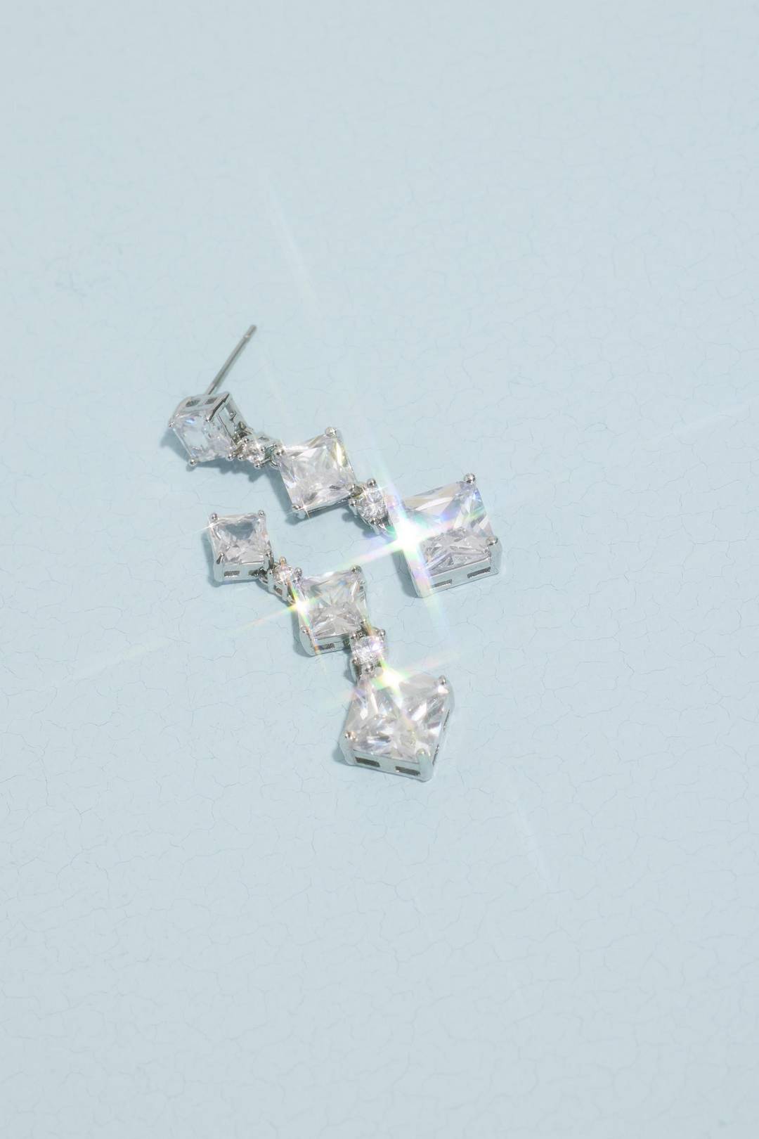 Aretes colgantes en forma de rombo, PLATA, hi-res