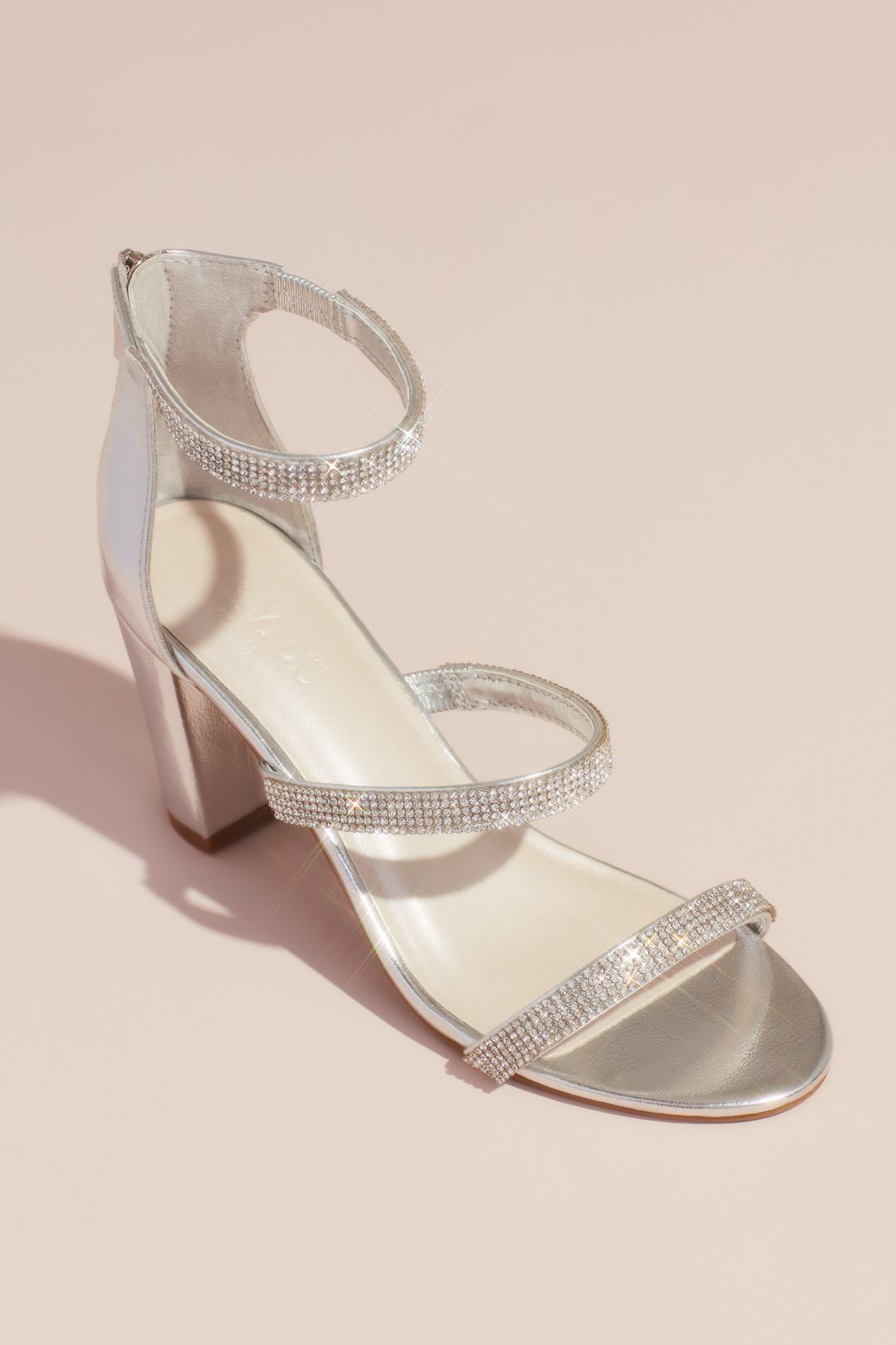 Tacones con triple cinta de cristales, PLATA, hi-res