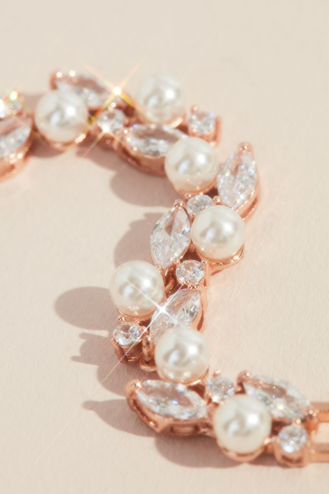 Pulsera con hojas de cristal y cuentas aperladas, ORO ROSA, hi-res