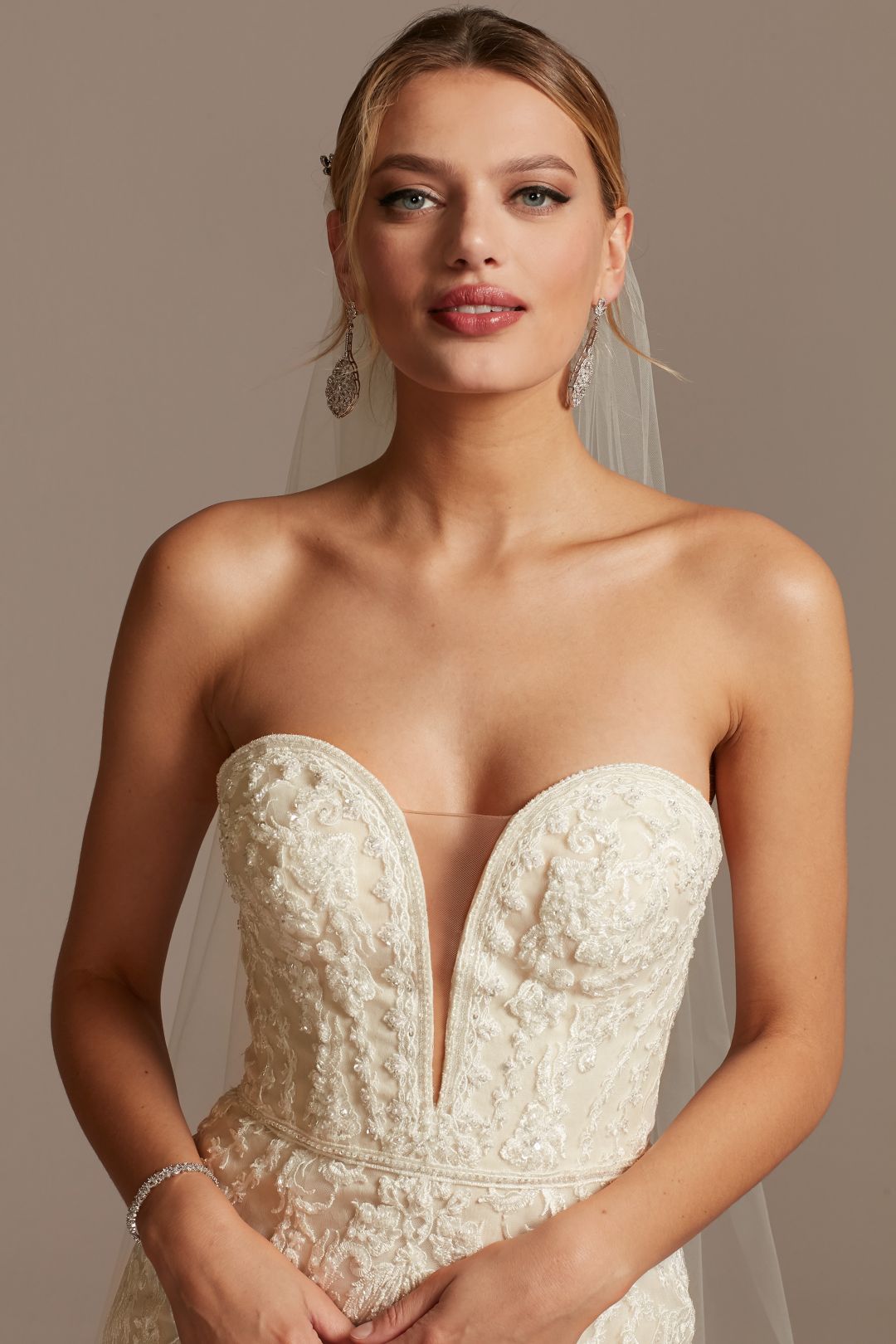 Vestido de novia sirena strapless con escote corazón, MARFIL CH, hi-res