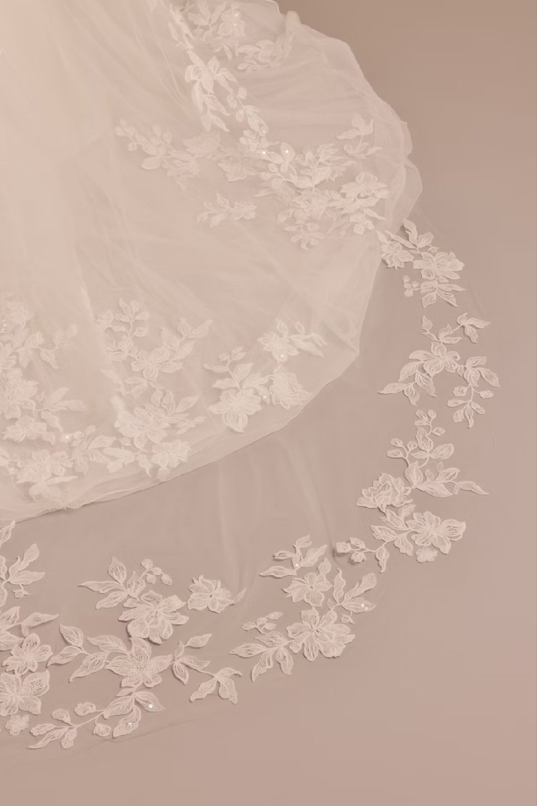 Velo catedral con encaje floral, MARFIL, hi-res