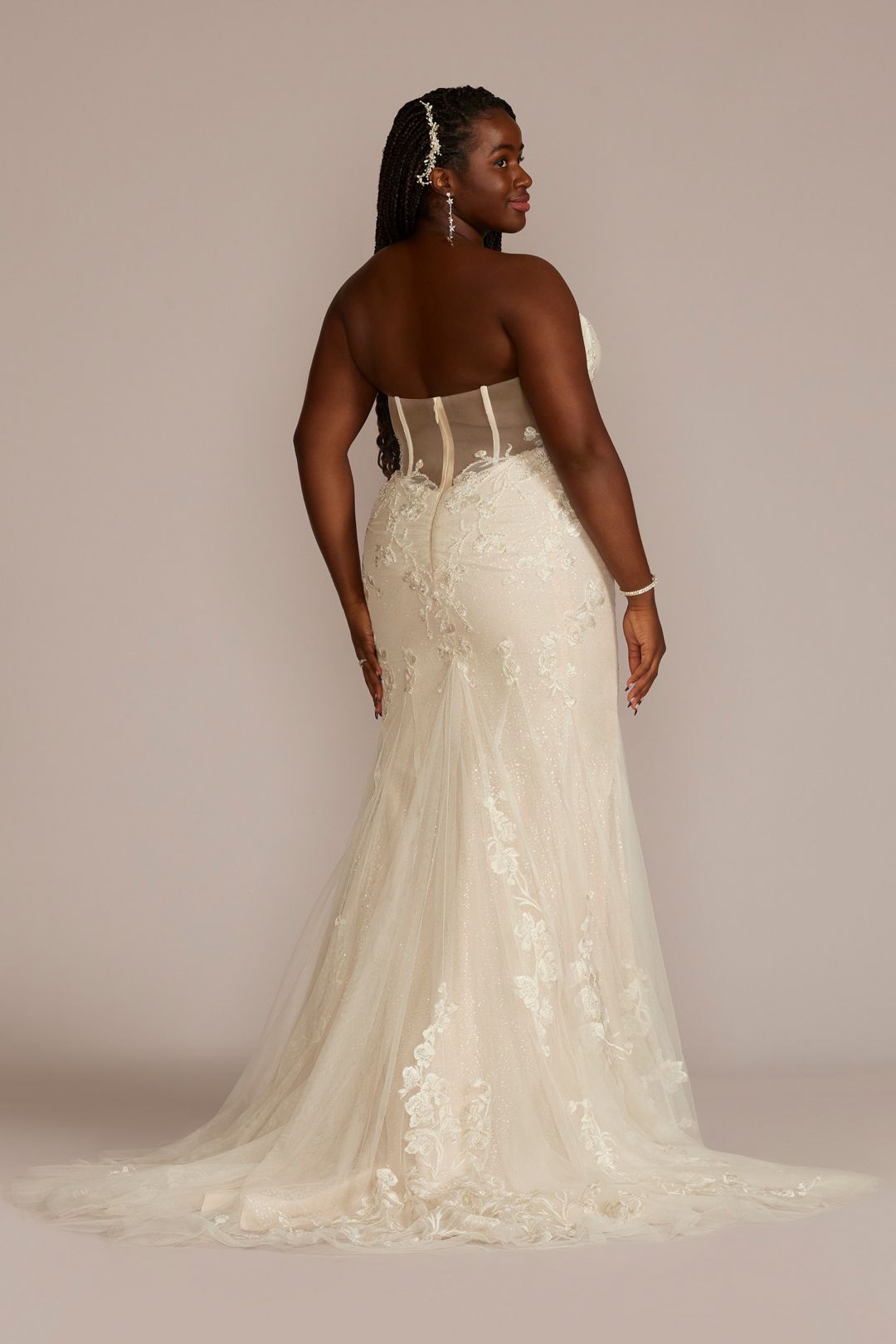 Vestido de novia sirena con corset strapless, MARFIL/PIEDRA, hi-res