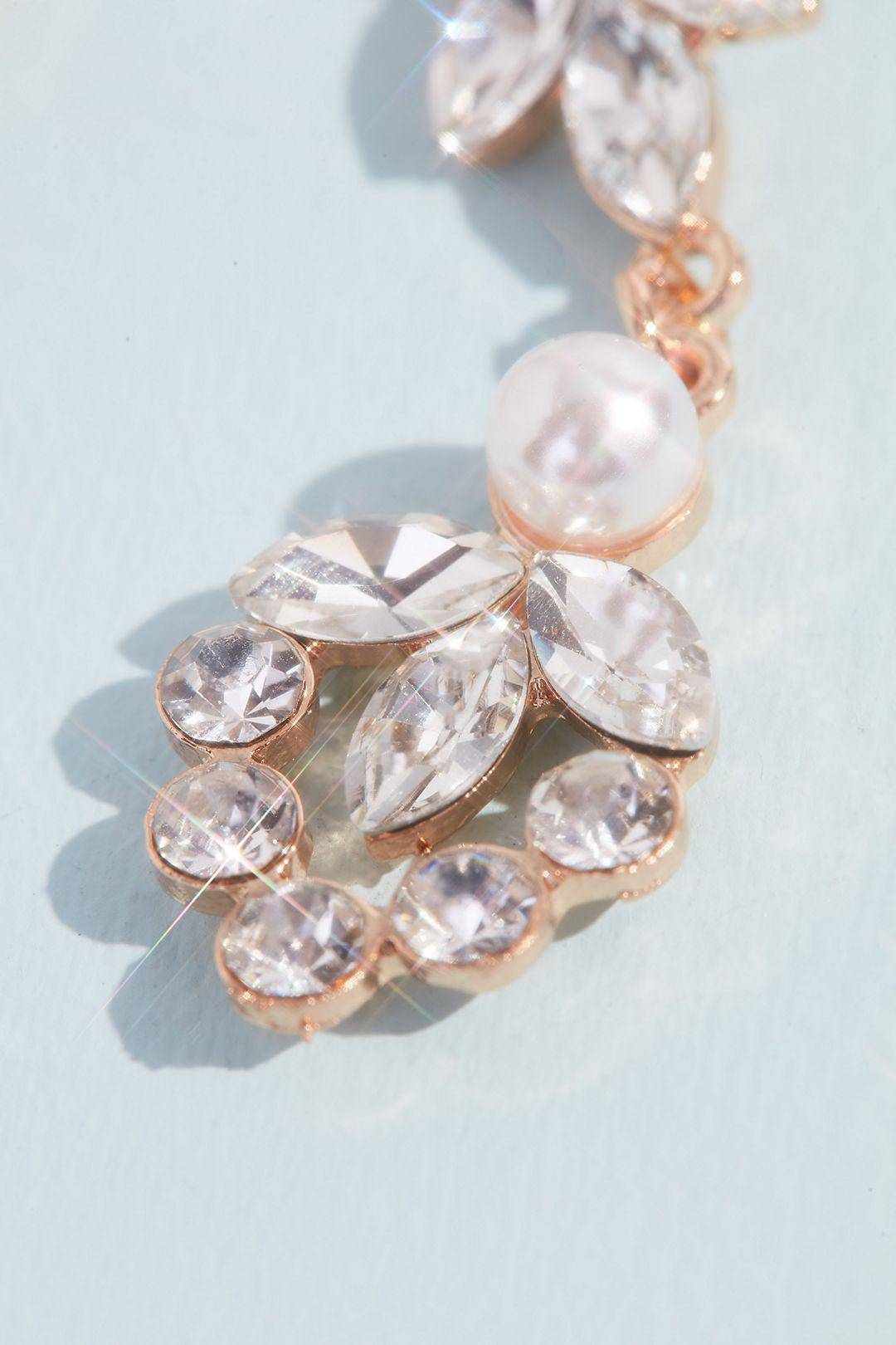 Aretes colgantes con hojas de cristales y perlas, CHAMPAGNE, hi-res