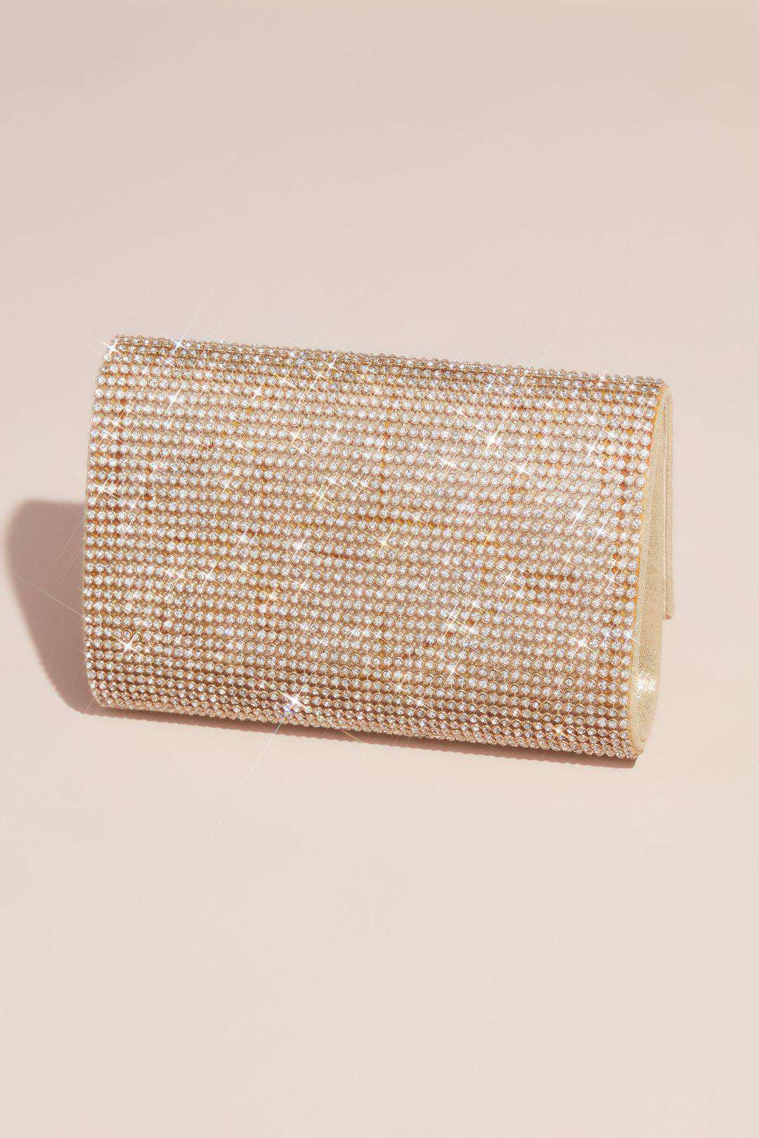 Bolsa clutch con cristales, ORO, hi-res