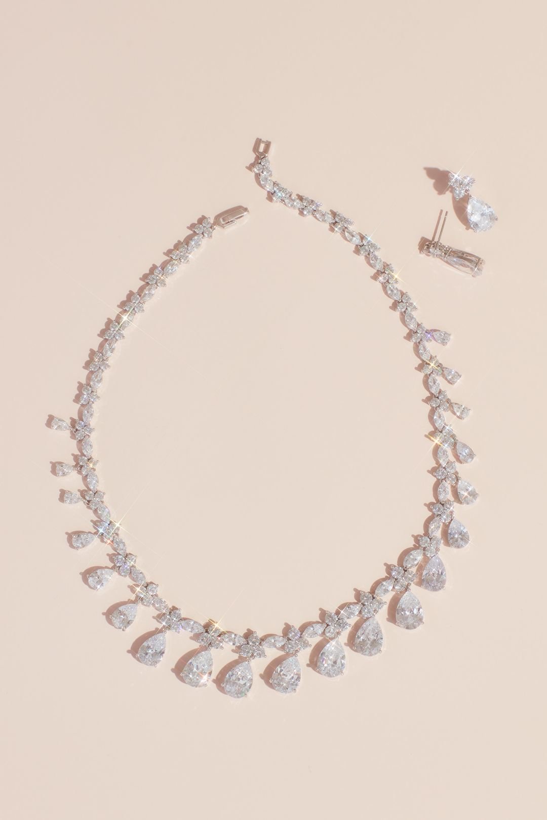 Set aretes con collar cristales colgantes, PLATA, hi-res