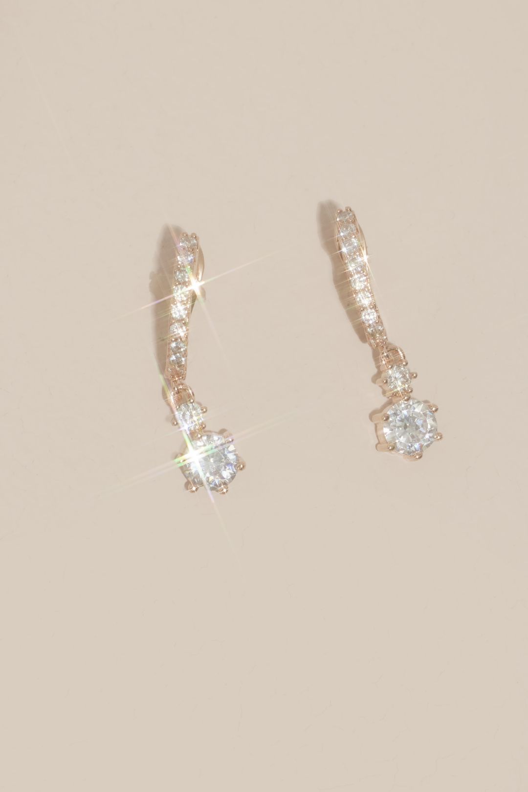 Aretes colgantes con incrustaciones de cristales, ORO ROSA, hi-res