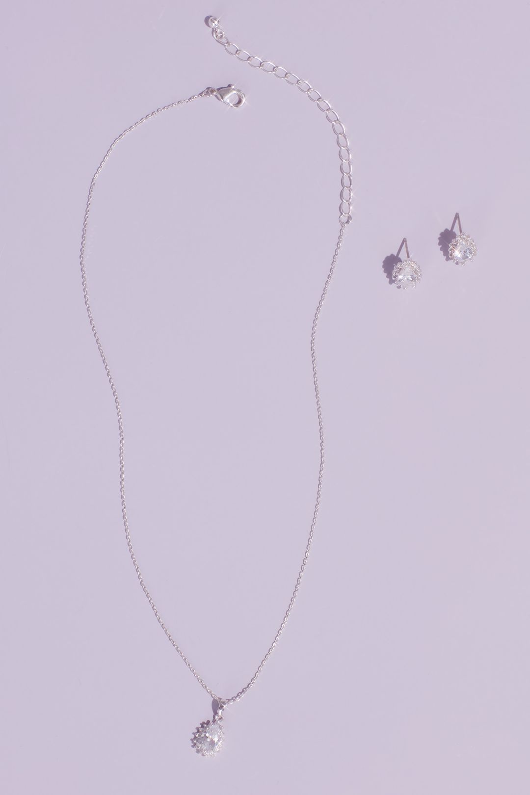 Set de aretes y collar en forma de almendra, PLATA, hi-res