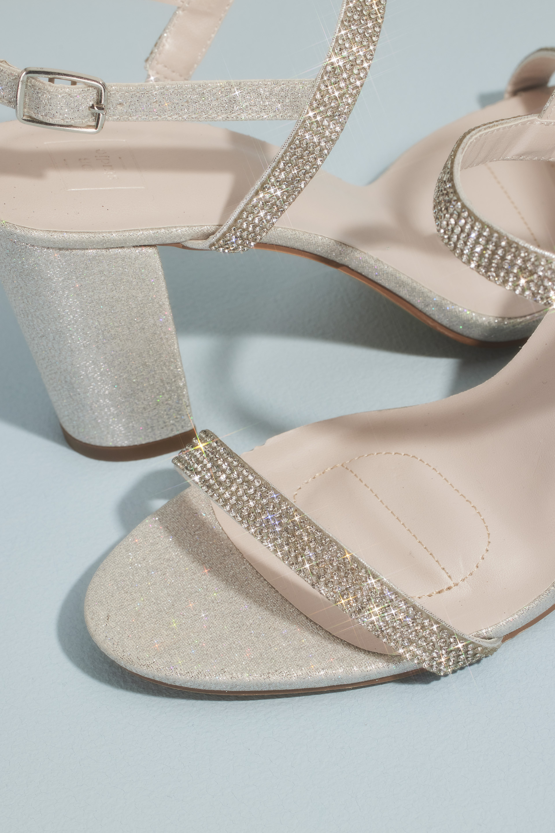 Tacones con brillo y tacón cuadrado, PLATA, hi-res