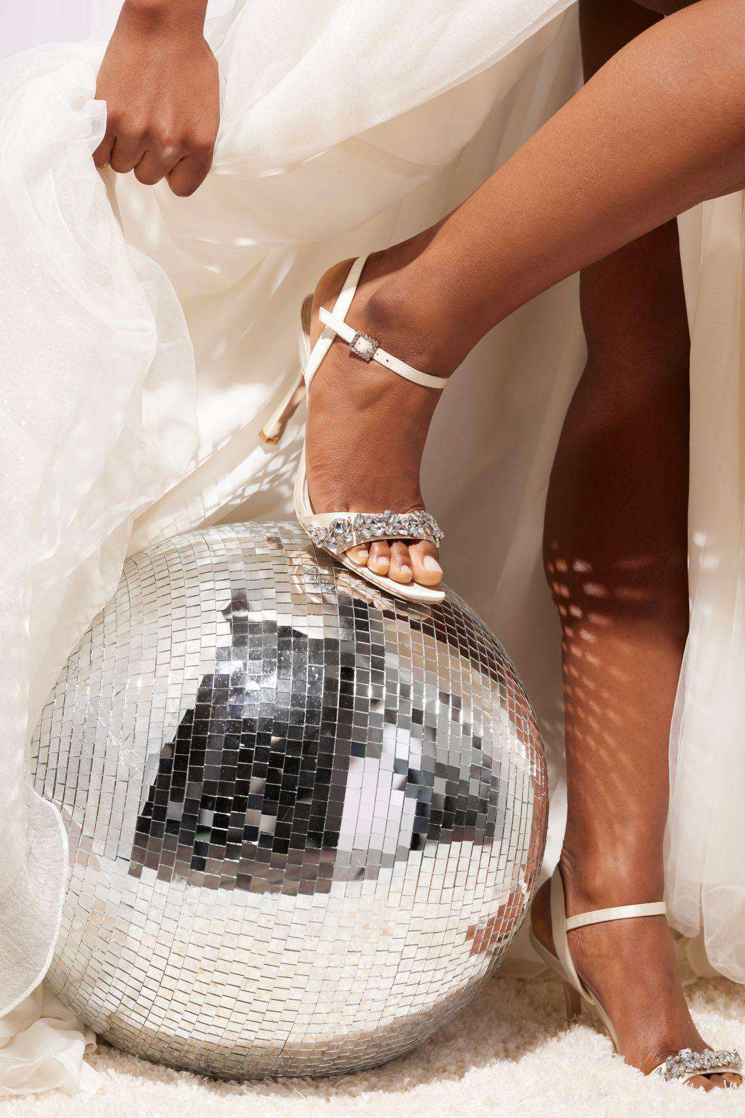Zapatilla de novia con aplicación de cristal, MARFIL, hi-res