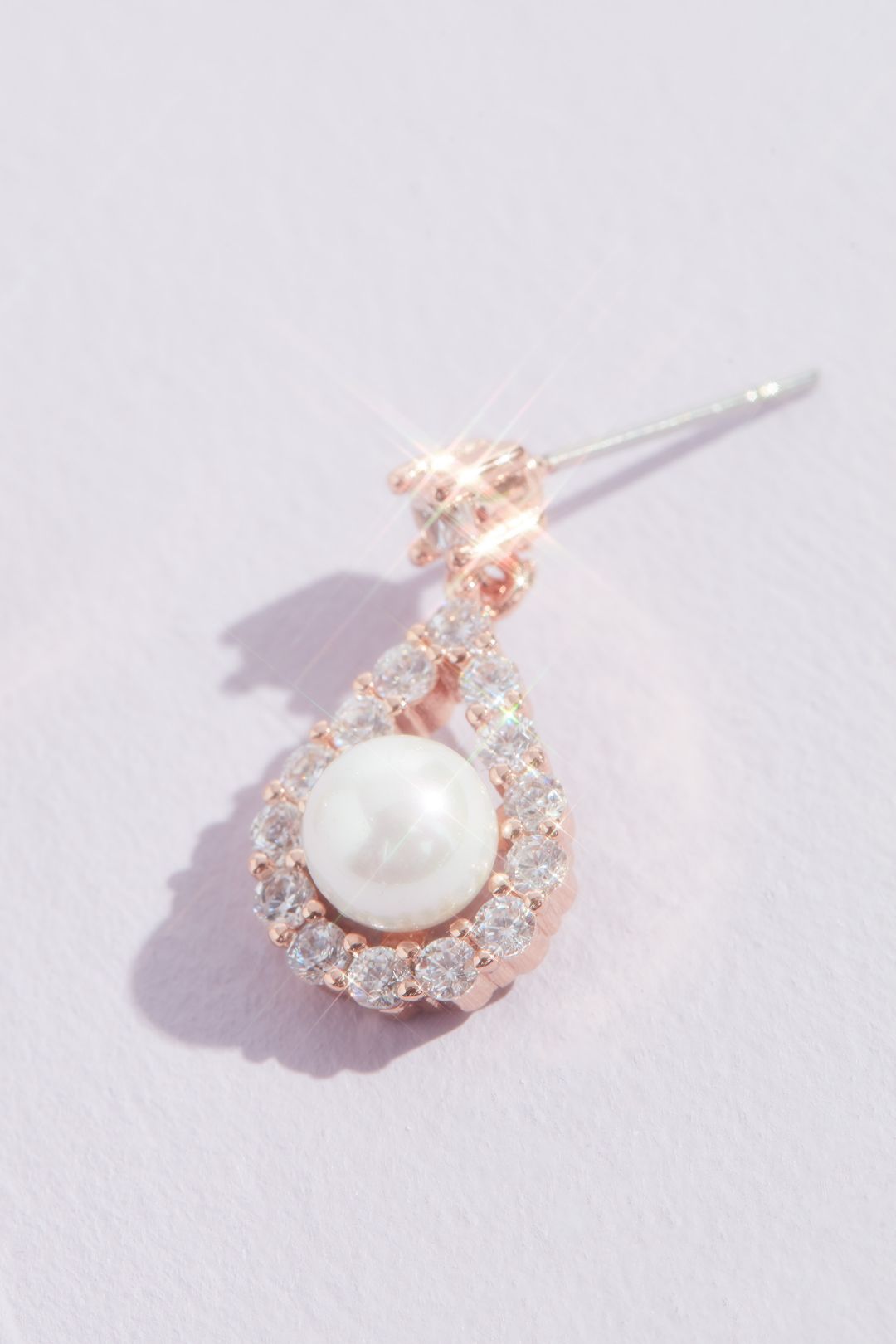 Set de aretes y collar de perlas con halo, ORO ROSA, hi-res