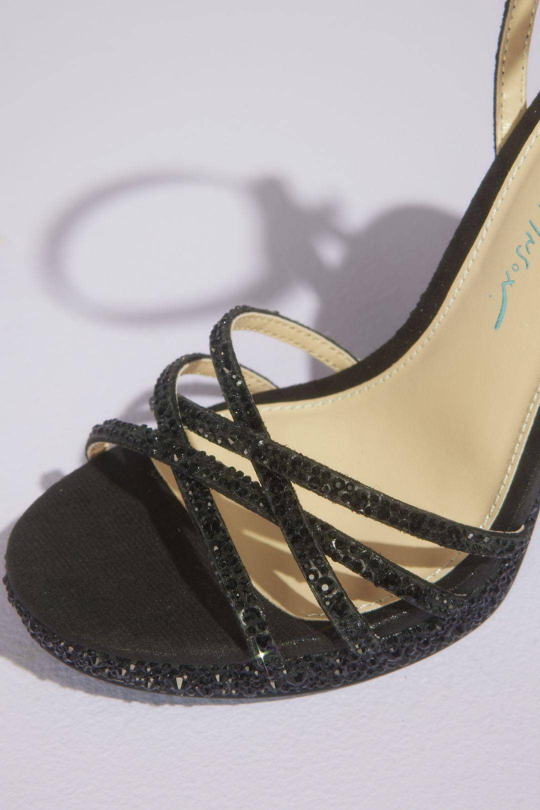 Tacones con tiras cruzadas de cristales, NEGRO, hi-res