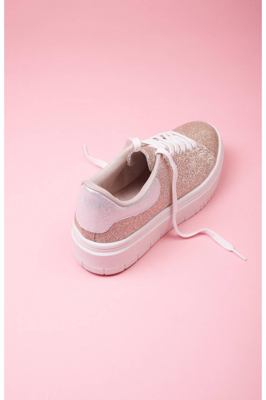 Tenis de plataforma con glitter, ORO, hi-res