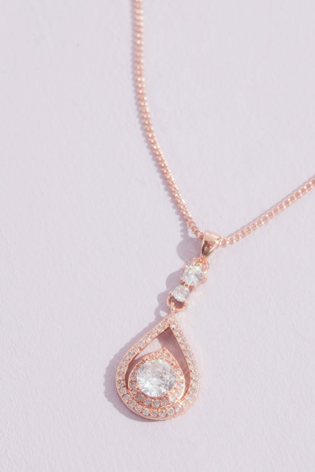 Set de aretes y collar con cristal en forma de gota, ORO ROSA, hi-res
