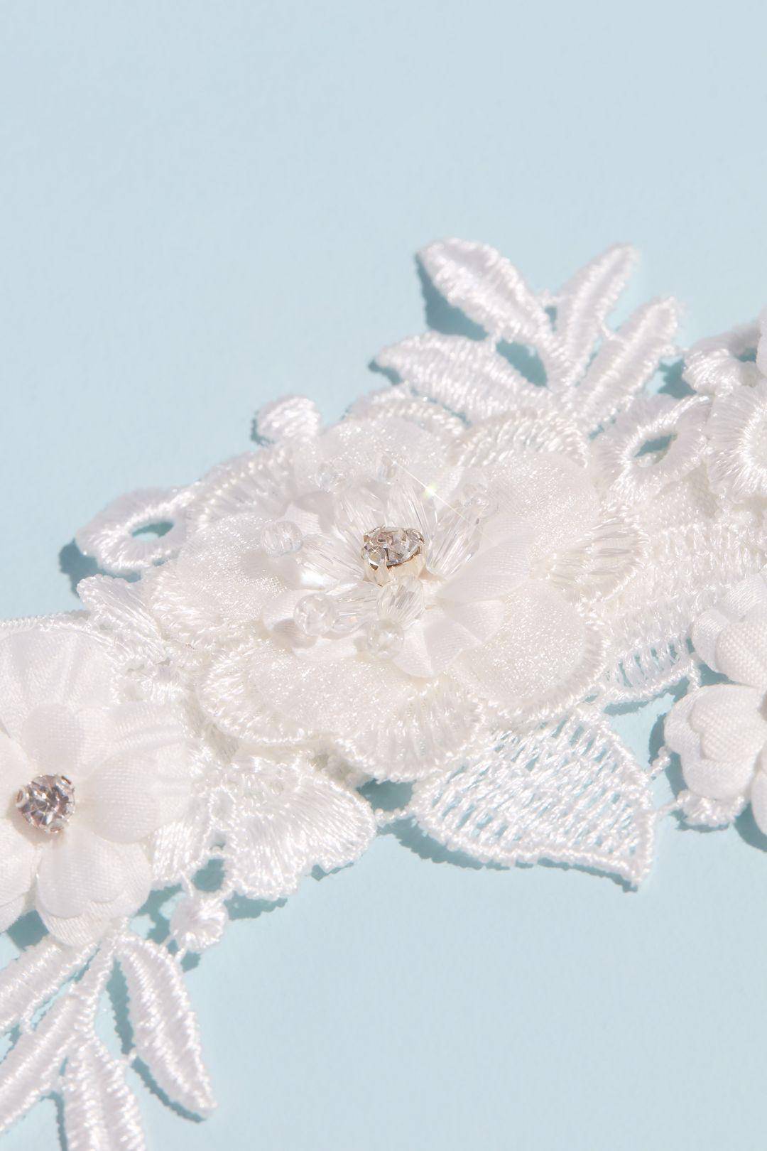 Liga con encaje floral, BLANCO, hi-res