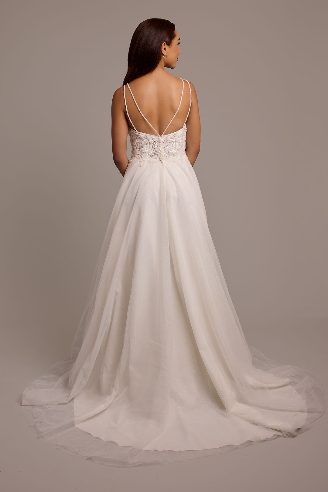 Vestido de novia línea A con aplicaciones de encaje, MARFIL, hi-res