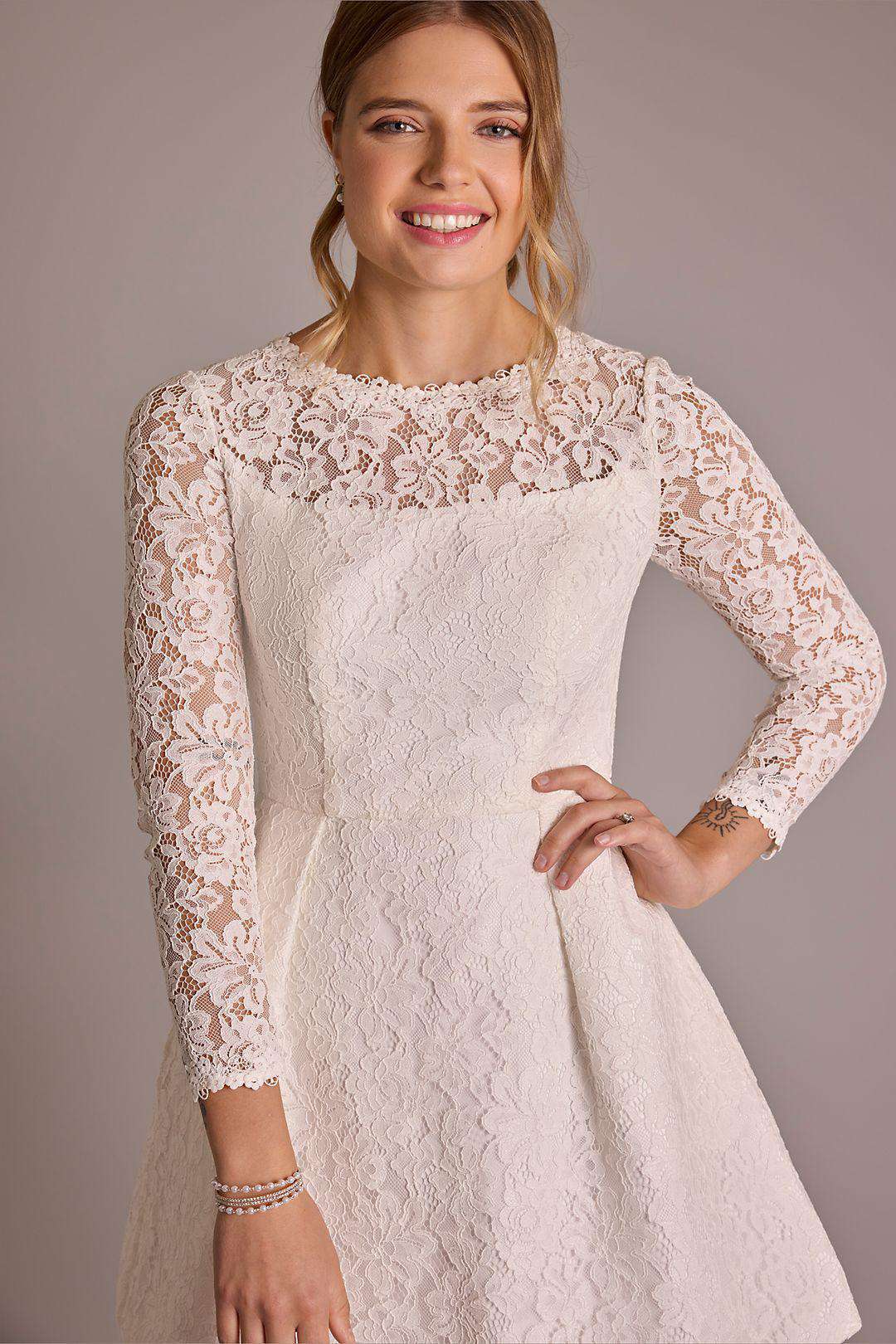 Vestido blanco de encaje corto outlet