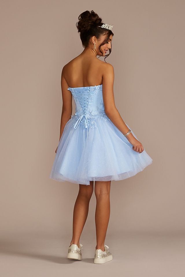 Vestido de quinceañera con mangas caídas al hombro removibles, AZUL CLARO, hi-res
