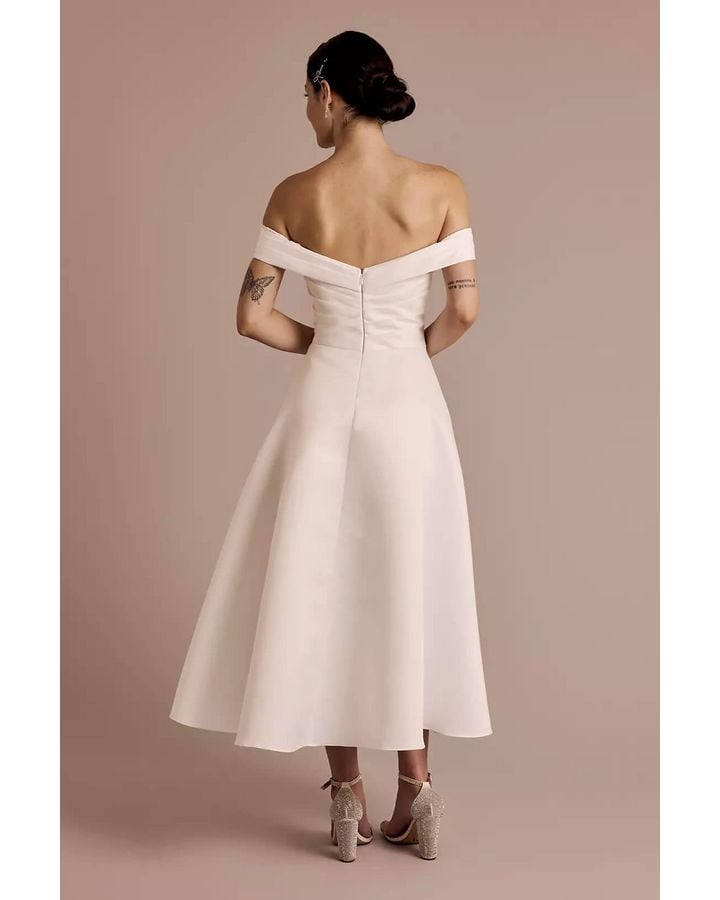 Vestido de novia con hombros descubiertos, BLANCO SUAVE, hi-res