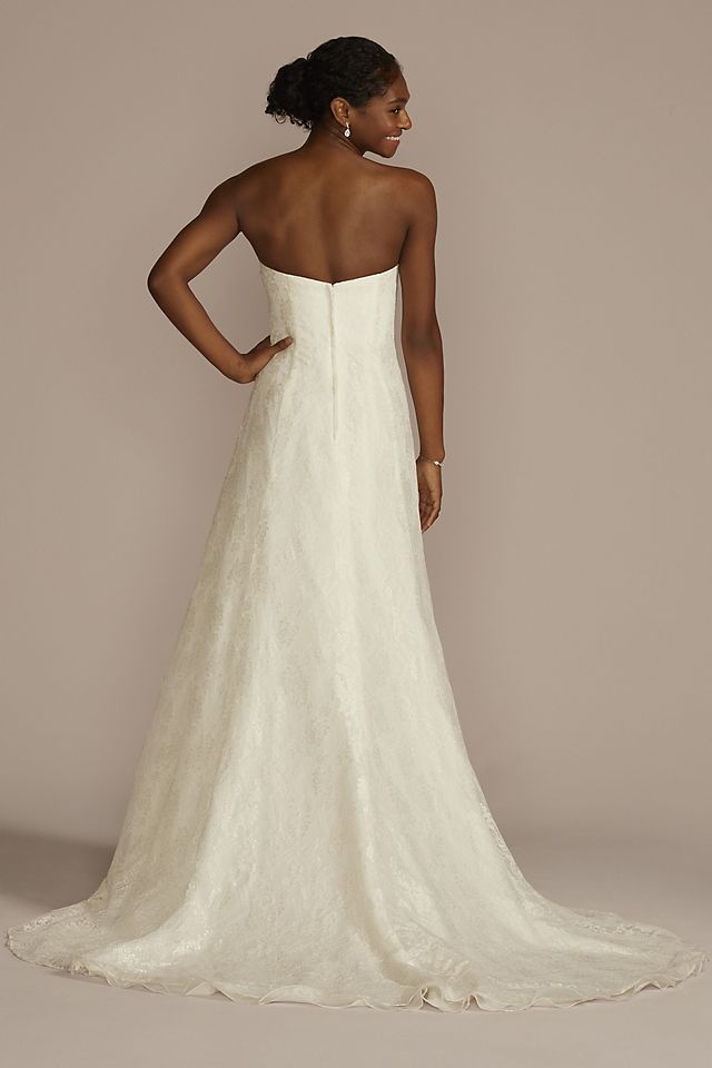 Vestido de novia strapless de encaje con escote corazón, MARFIL, hi-res