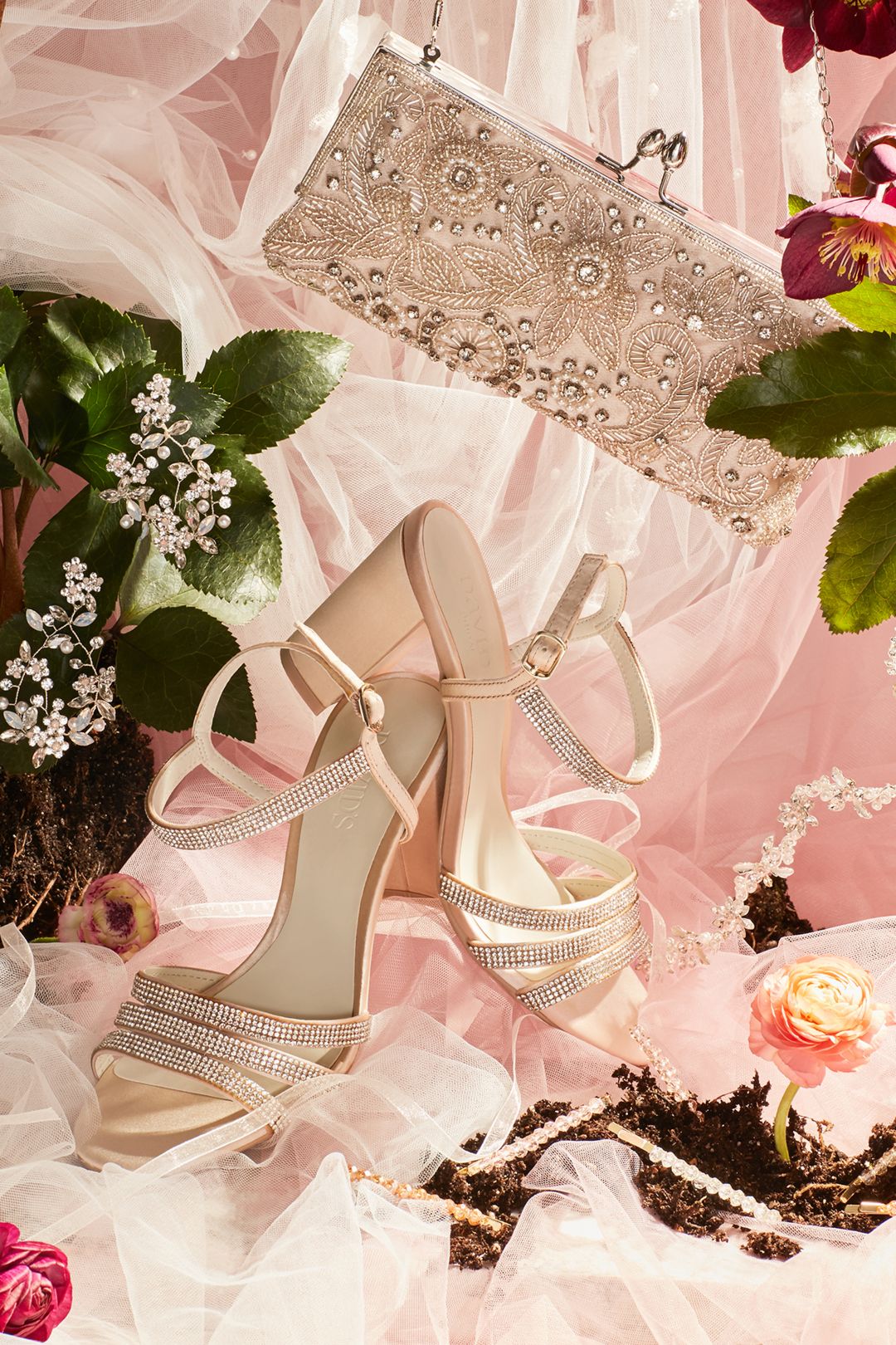 Tacones con tiras cruzadas y brillo, IVY CHAMPAGNE, hi-res