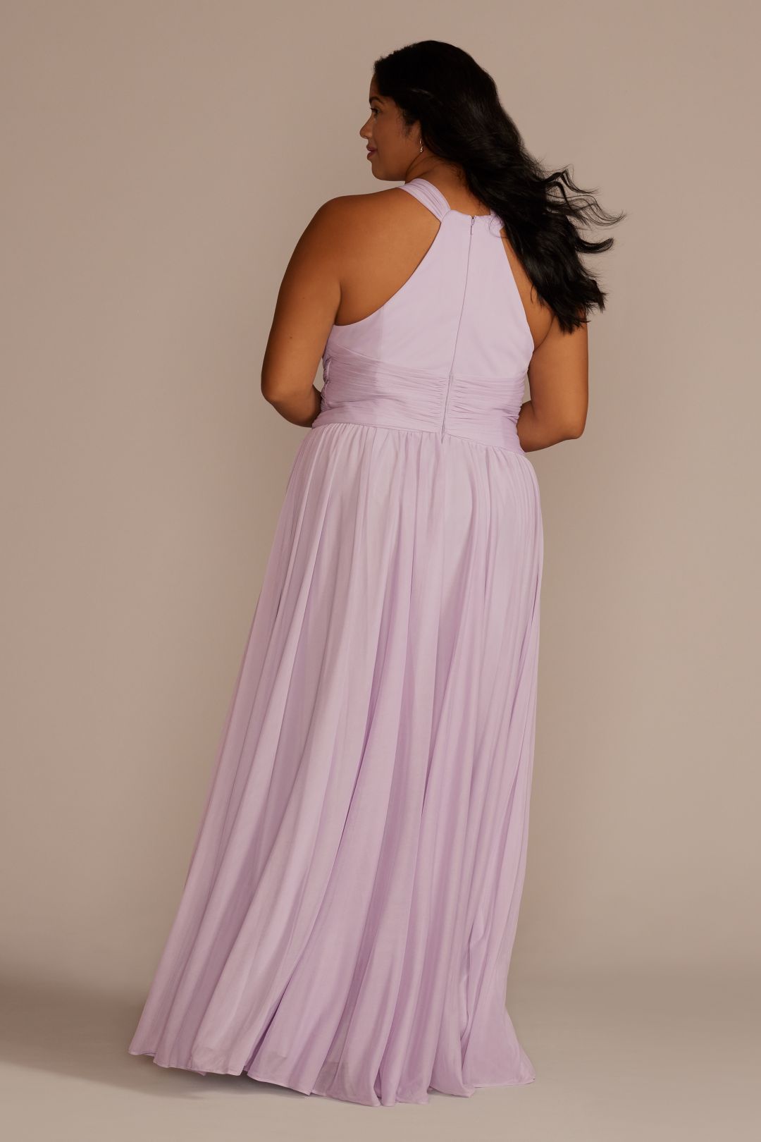 Vestido de dama halter con plisado en cintura, IRIS, hi-res