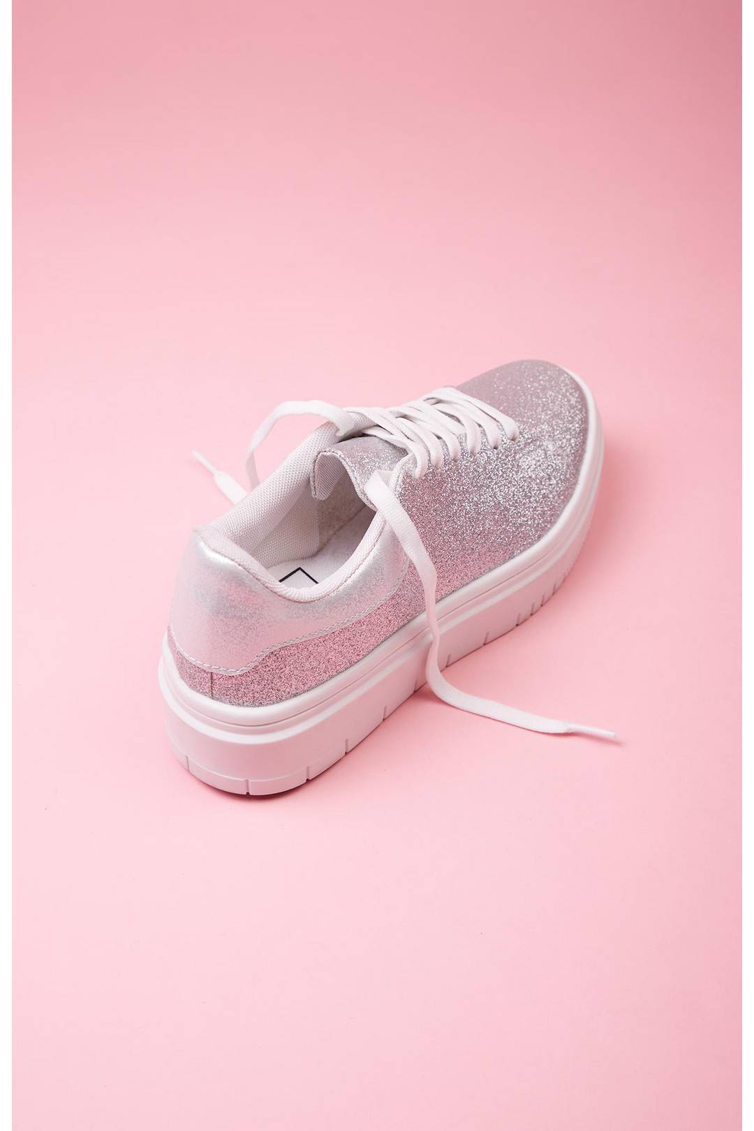 Tenis de plataforma con glitter, PLATA, hi-res