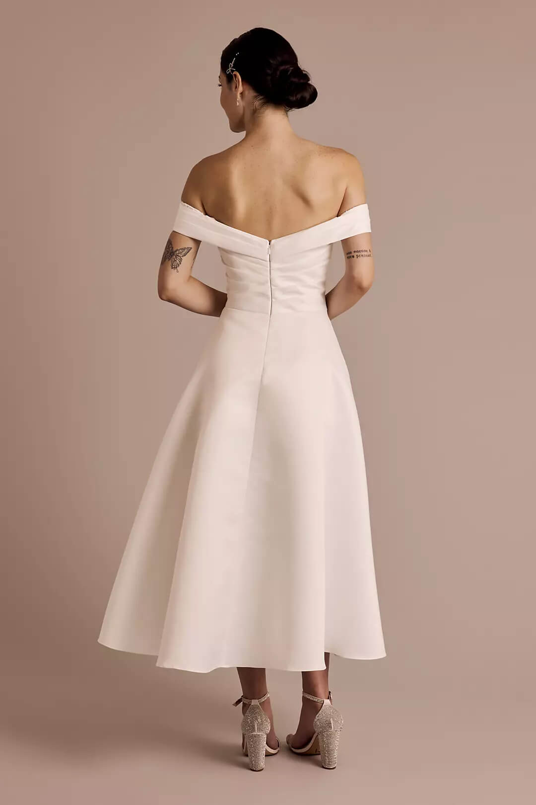 Vestido de novia con hombros descubiertos, BLANCO SUAVE, hi-res
