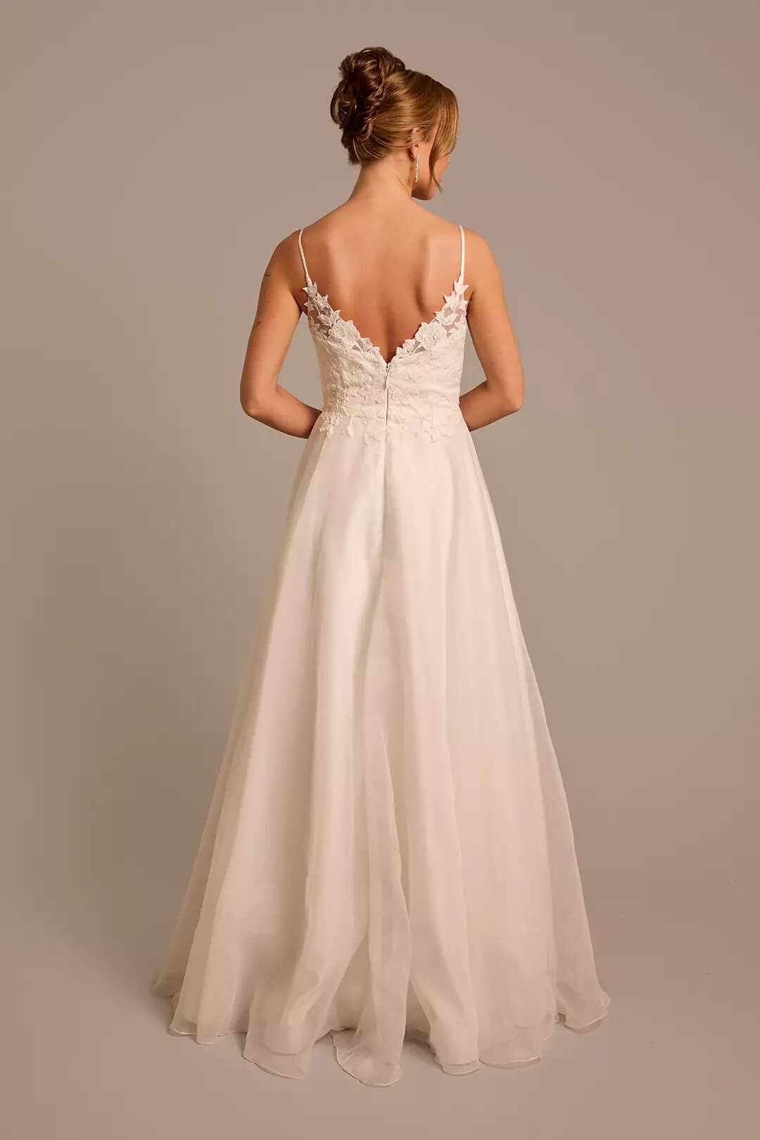 Vestido de novia línea A con encaje, BLANCO SUAVE, hi-res