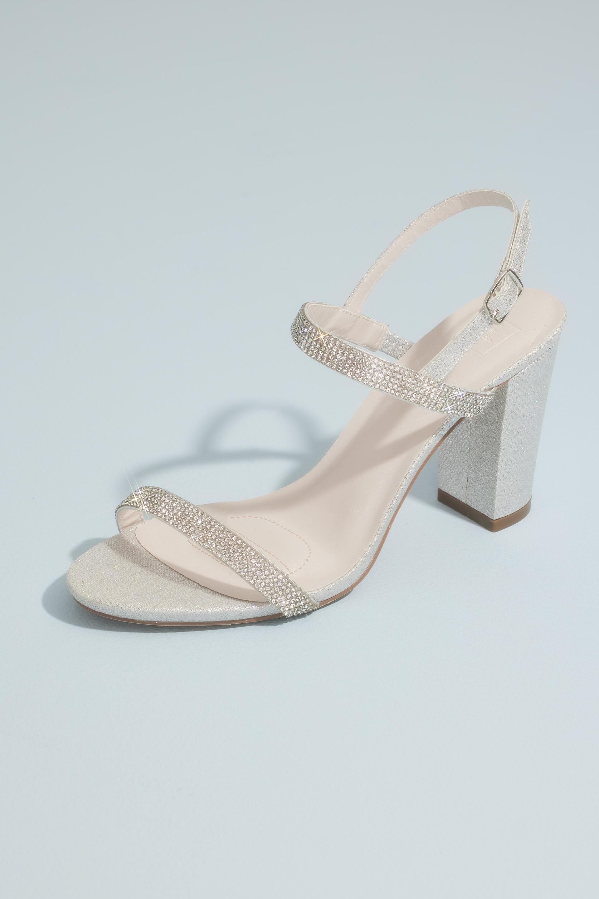 Tacones con brillo y tacón cuadrado, PLATA, hi-res