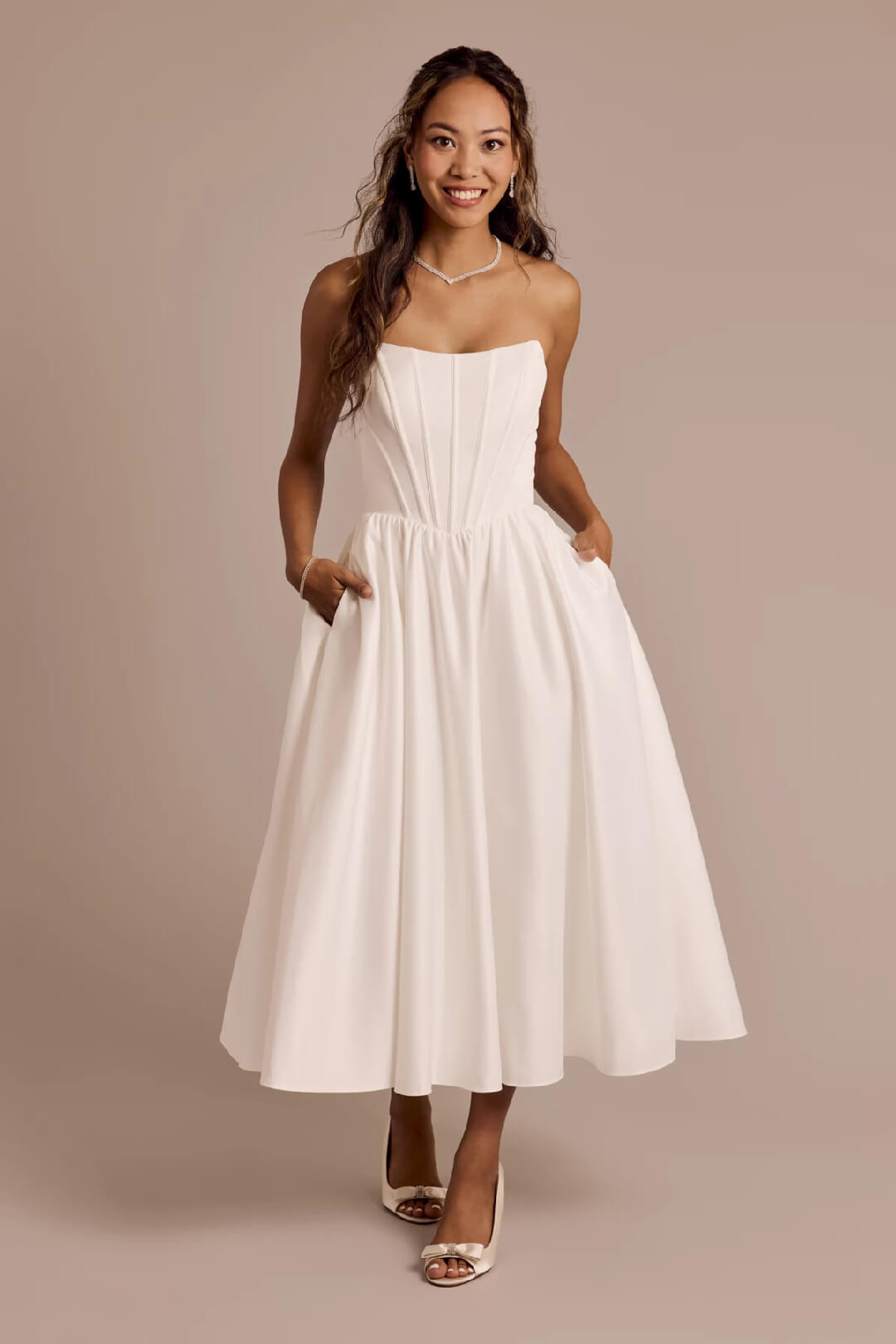 Vestido de novia con corsete, BLANCO SUAVE, hi-res