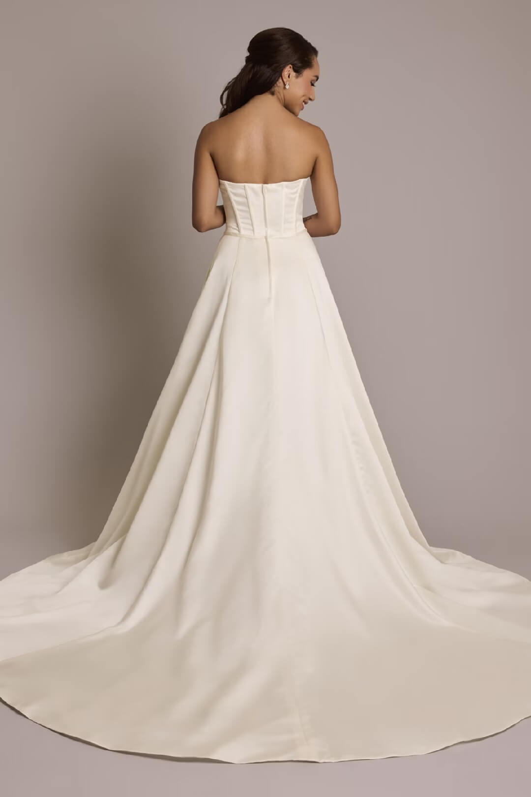 Vestido de novia satinado sin tirantes, MARFIL, hi-res