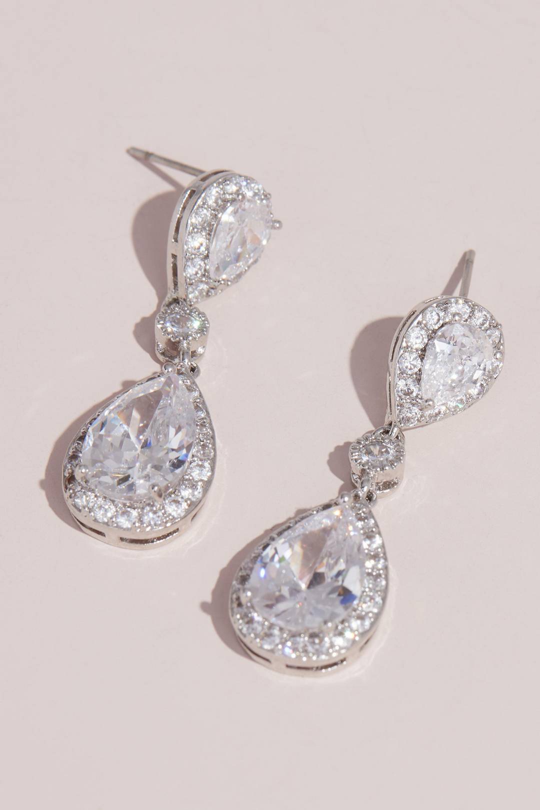 Aretes en forma de gota con cristales, PLATA METÁLICO, hi-res