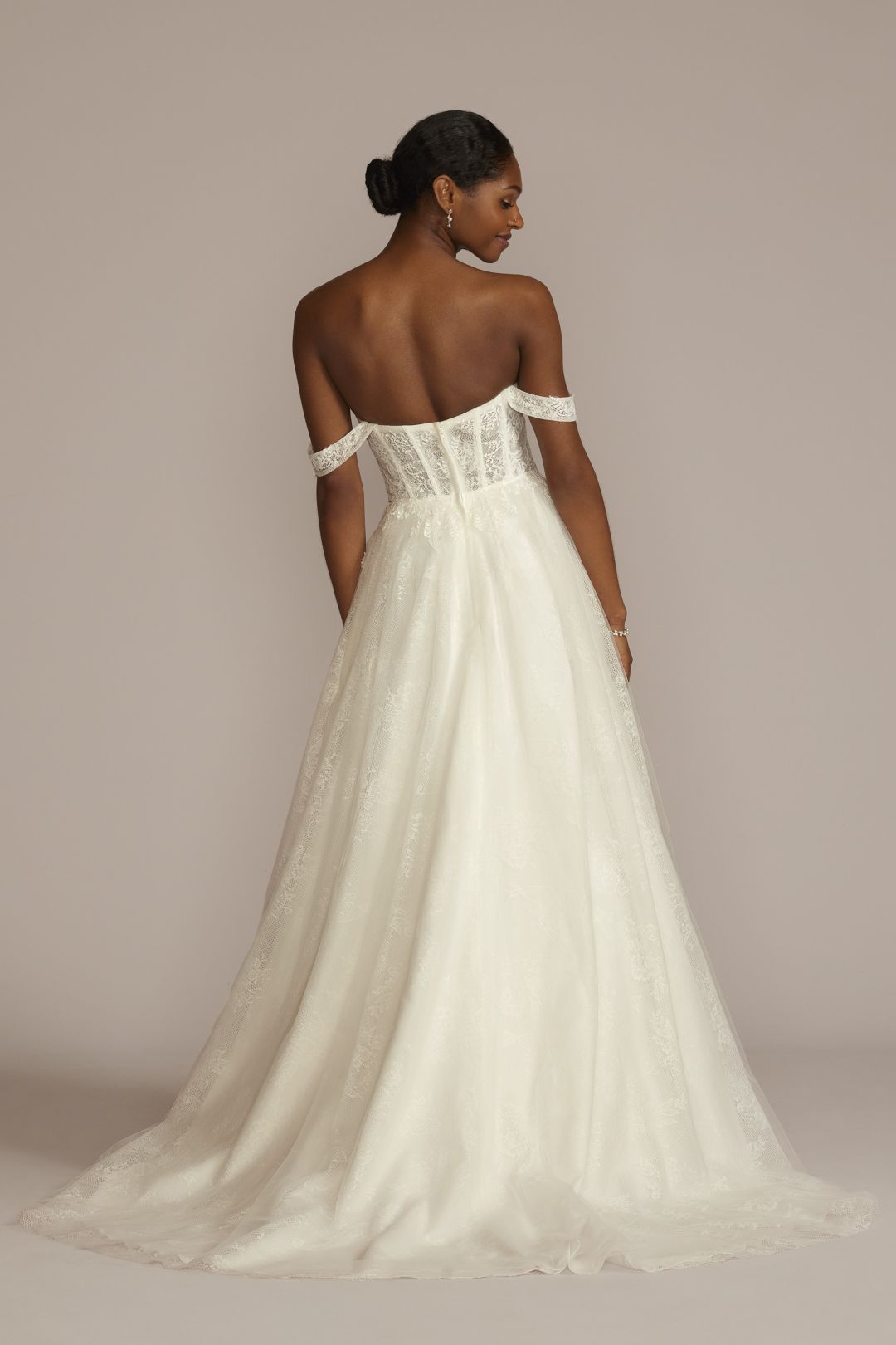Vestido de novia línea A con corset y tirantes removibles, BLANCO SUAVE, hi-res