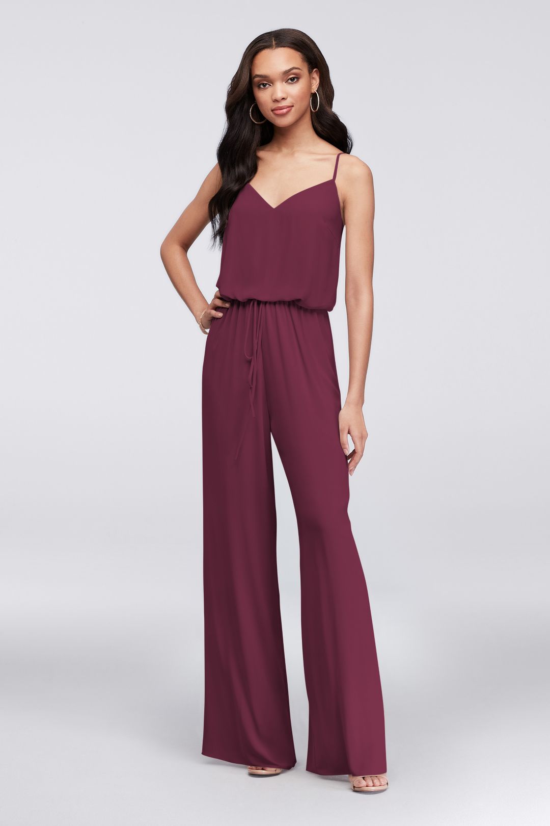 Jumpsuit de dama color vino con tirantes delgados, VINO, hi-res