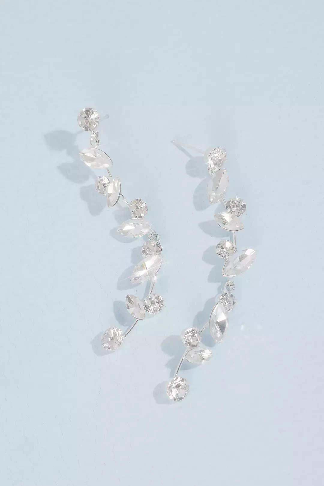 Aretes con cristales en forma de hojas, PLATA, hi-res