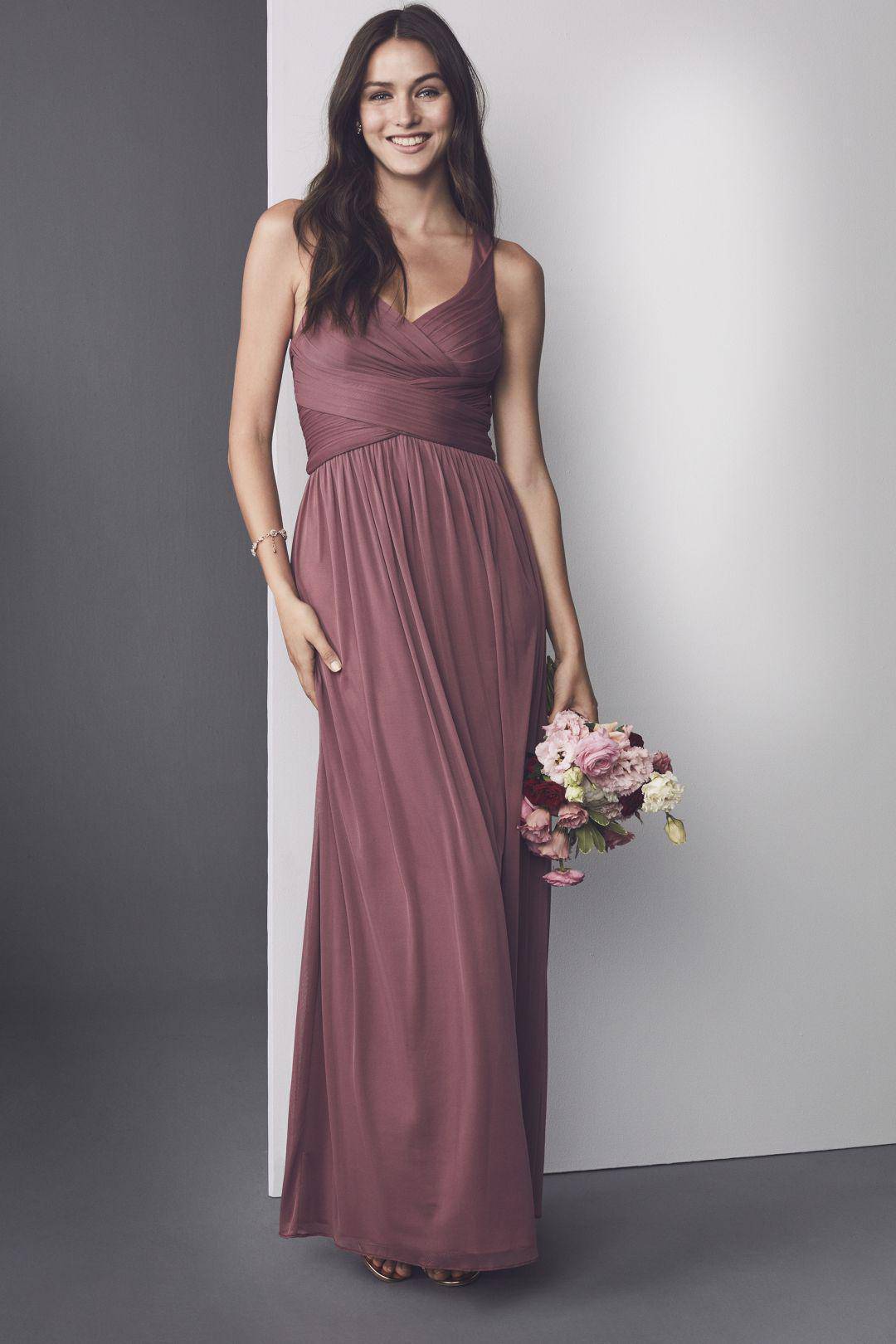 Vestido de dama con escote cruzado en espalda y plisado en cintura, NEGRO, hi-res