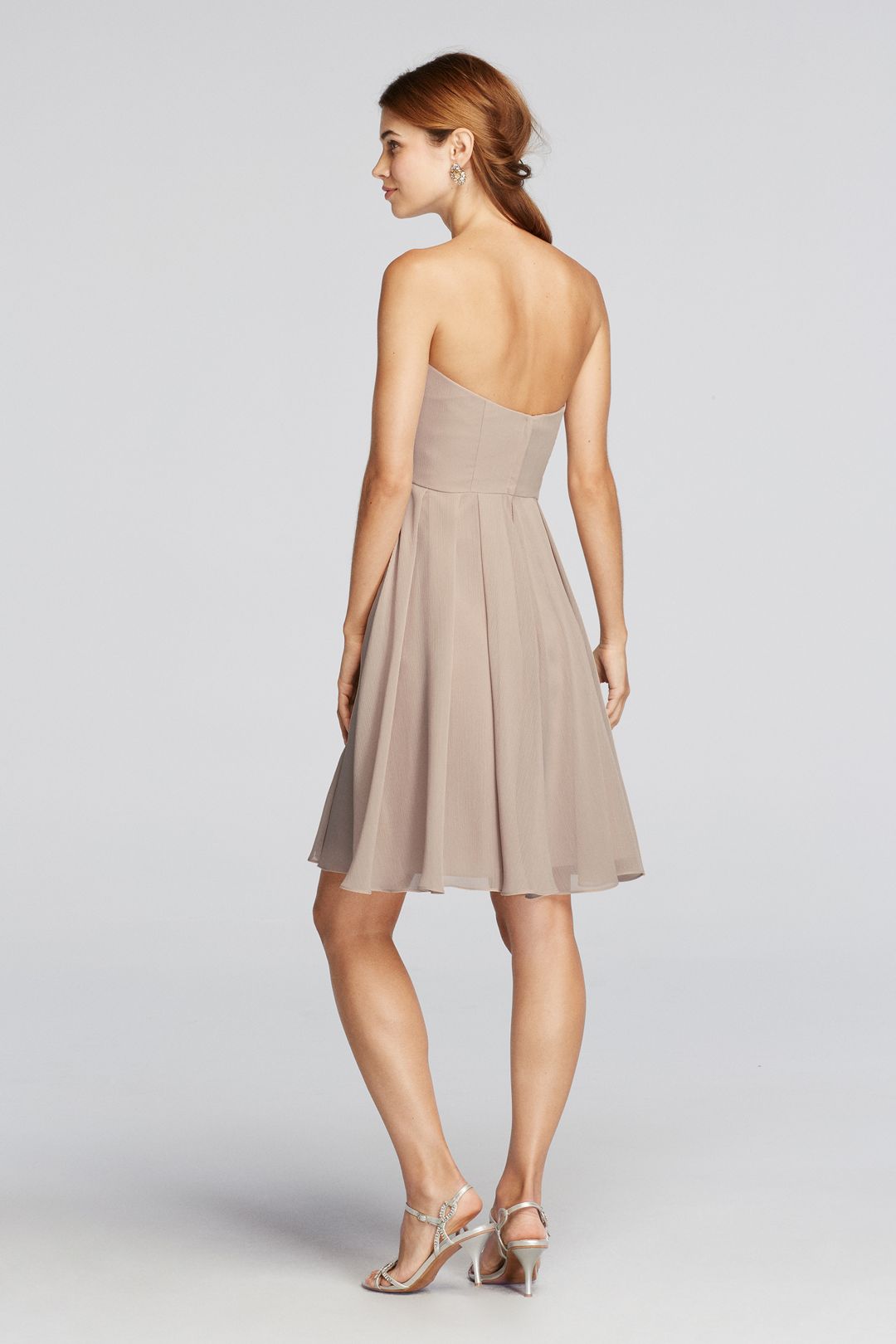 Vestido de dama corto strapless, GALLETA, hi-res