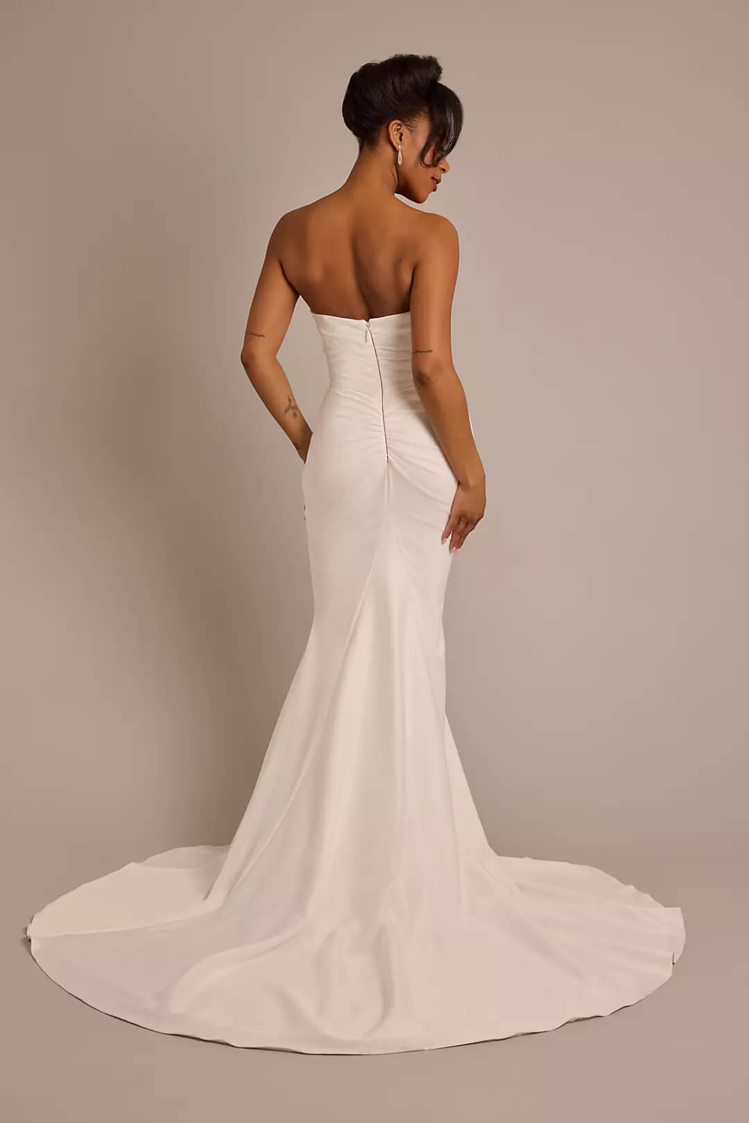 Vestido de novia corte sirena con drapeado, BLANCO SUAVE, hi-res