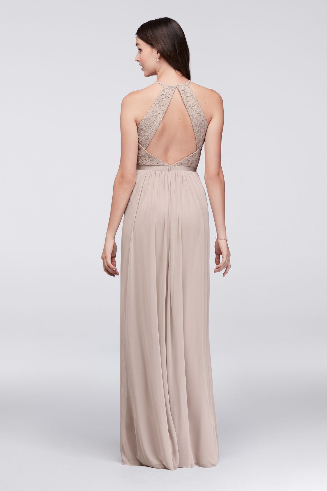 Vestido de dama con escote halter y espalda abierta, MANZANA, hi-res